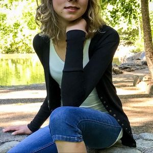 Long-Sleeve Snap Cardigan (Black)